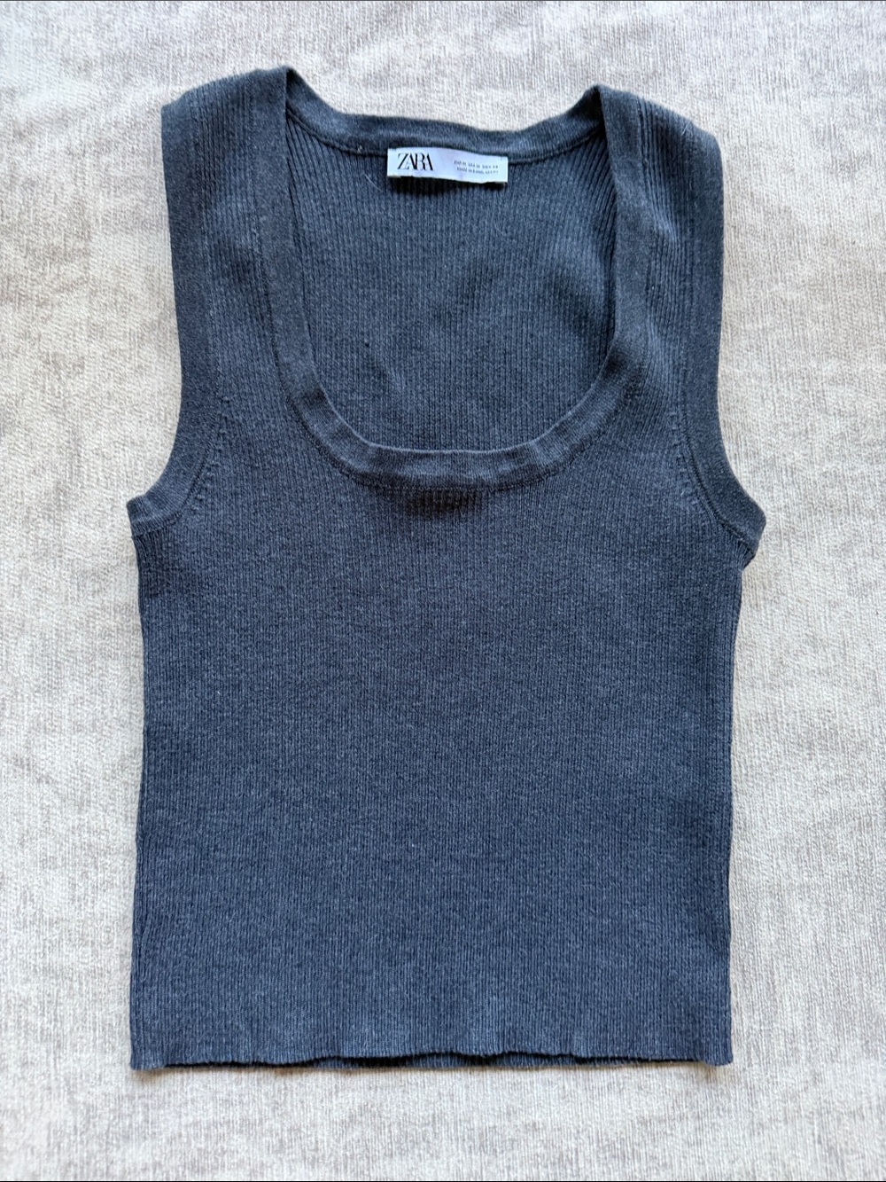 Zara Charcoal Ribbed Scoop-Neck Tank
